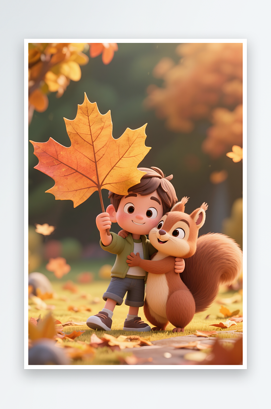 秋季秋天3D模型人物插画-众图网