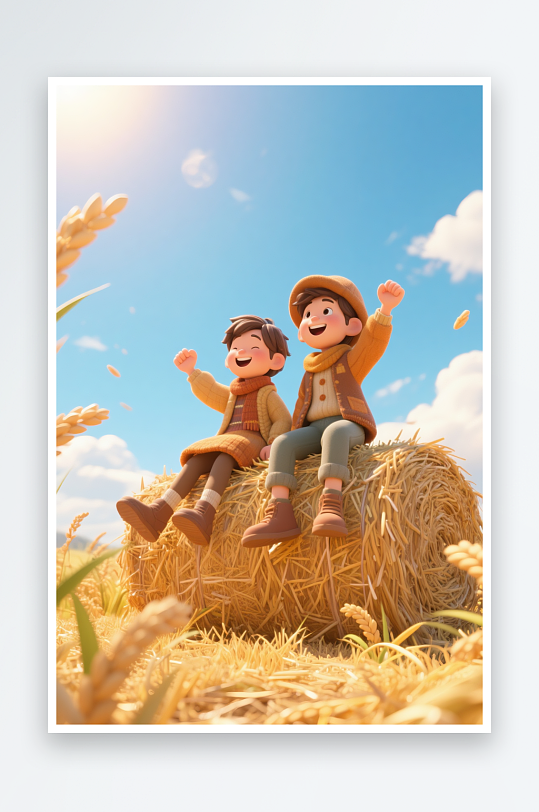 秋季秋天3D模型人物插画-众图网