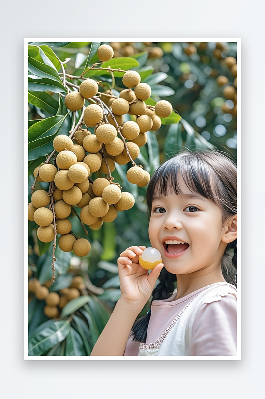 高清新鲜龙眼水果人物摄影图