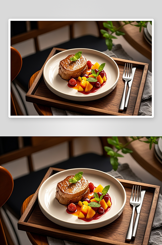 西餐鹅肝美食摄影图