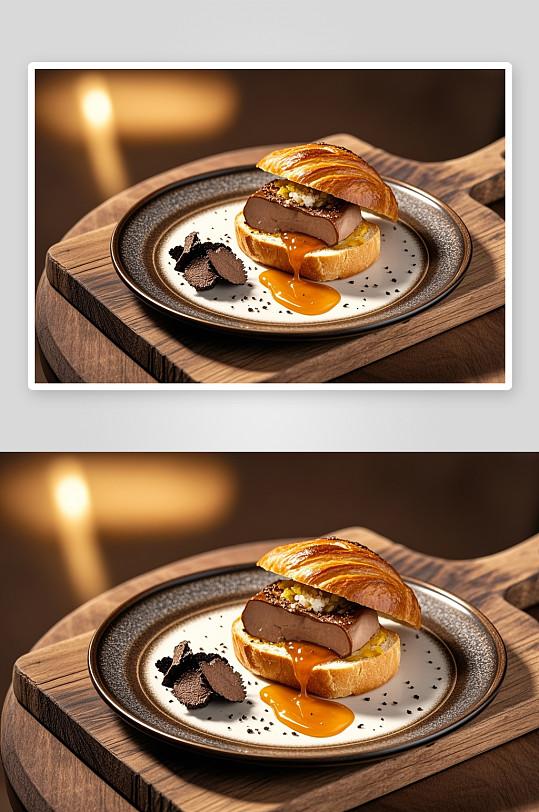 西餐鹅肝美食摄影图
