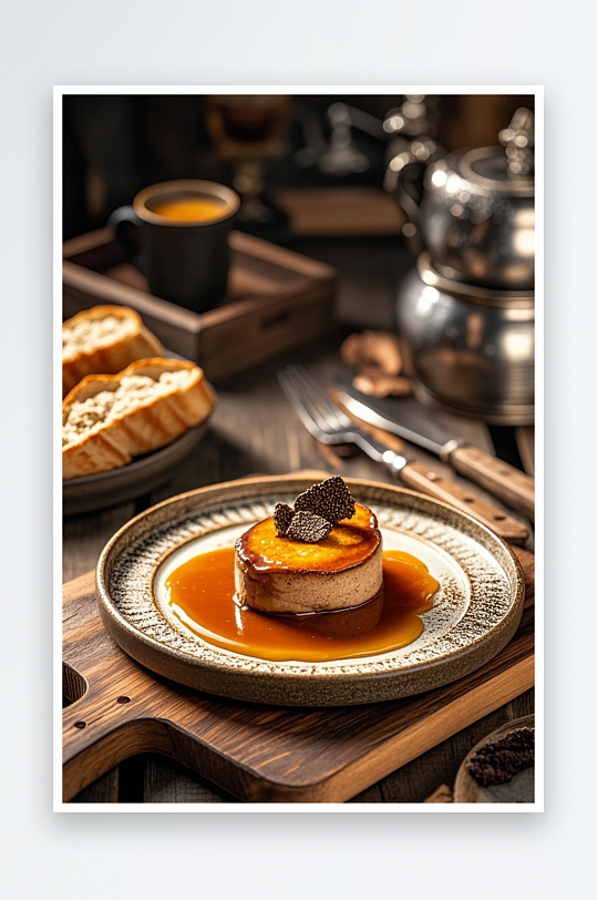 西餐鹅肝美食摄影图