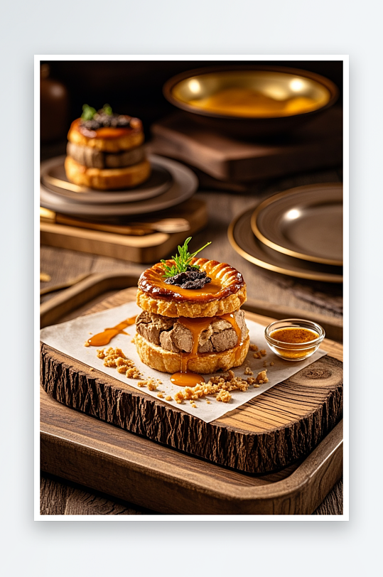 西餐鹅肝美食摄影图