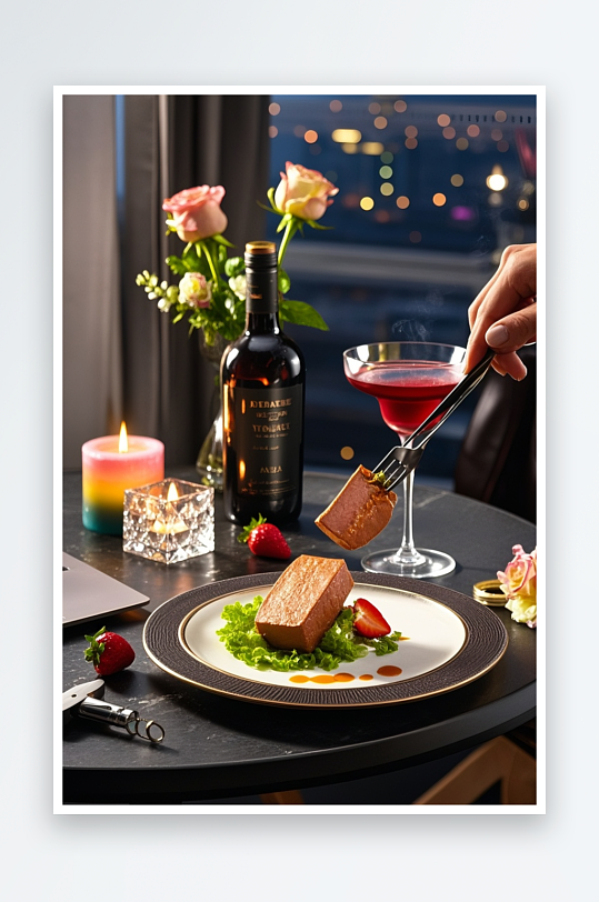 西餐鹅肝美食摄影图