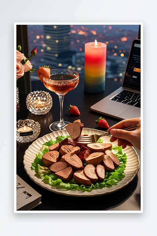 西餐鹅肝美食摄影图