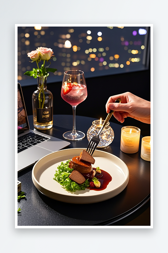西餐鹅肝美食摄影图