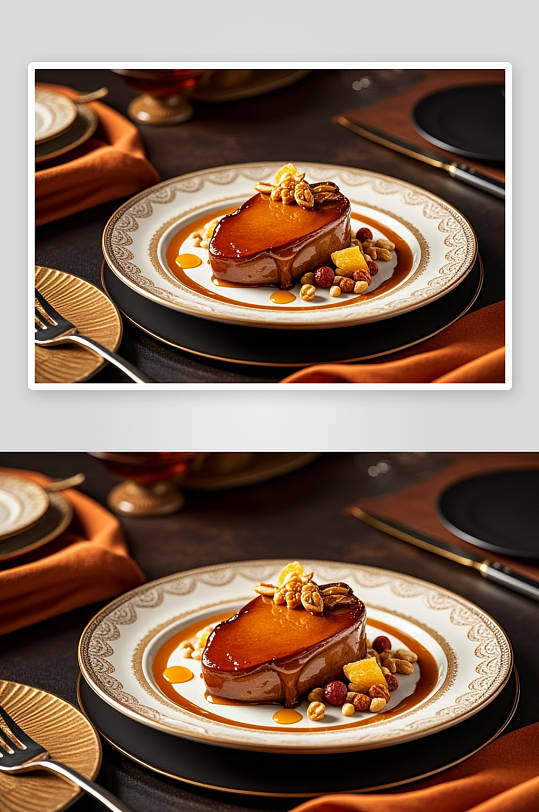 西餐鹅肝美食摄影图