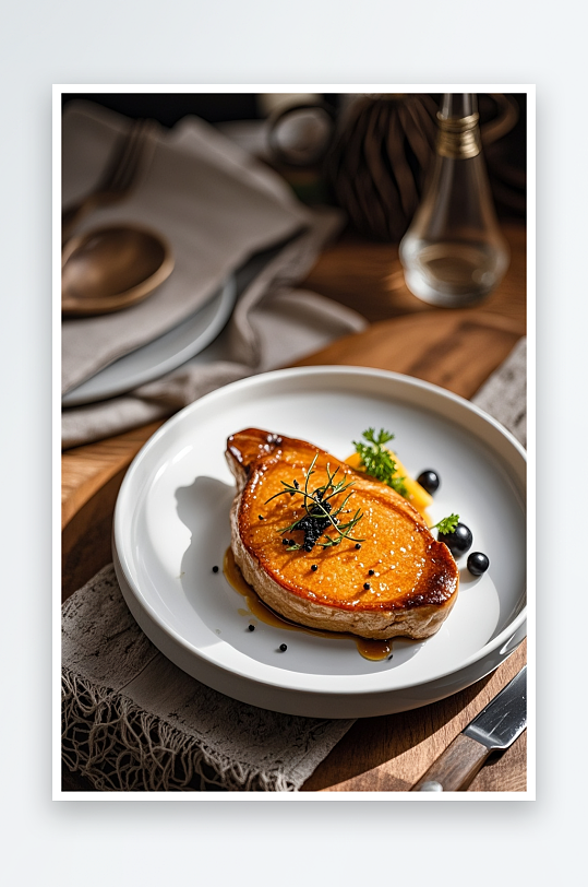 西餐鹅肝美食摄影图
