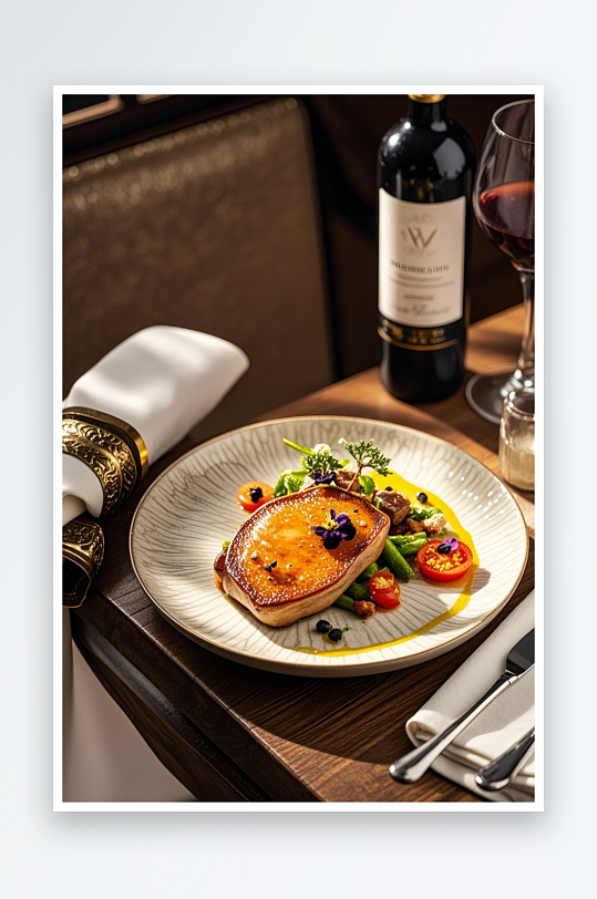西餐鹅肝美食摄影图