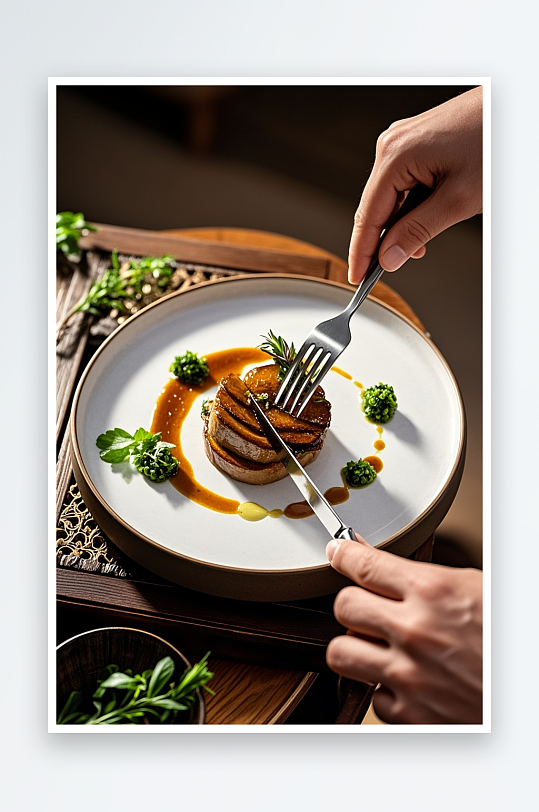 西餐鹅肝美食摄影图