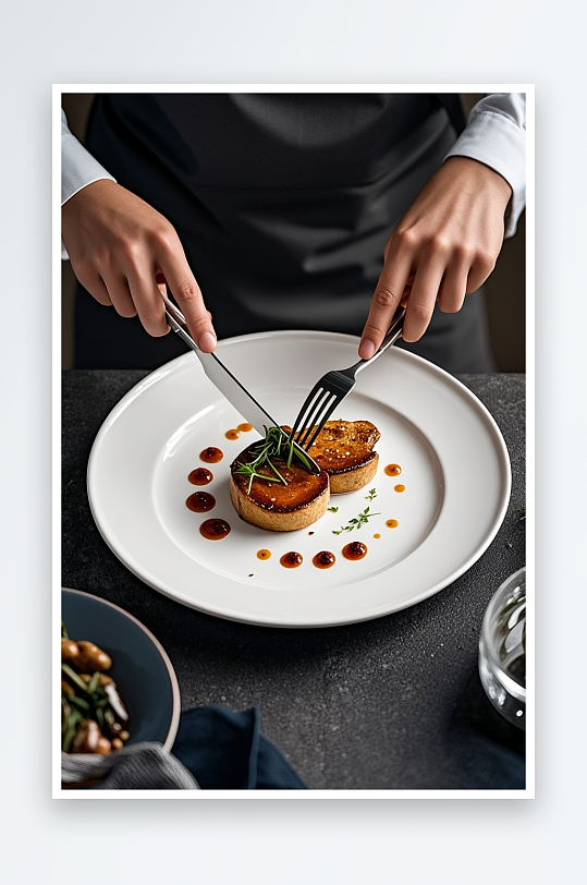 西餐鹅肝美食摄影图