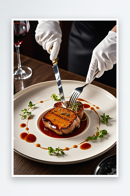 西餐鹅肝美食摄影图