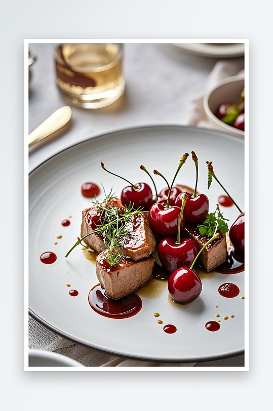 西餐鹅肝美食摄影图