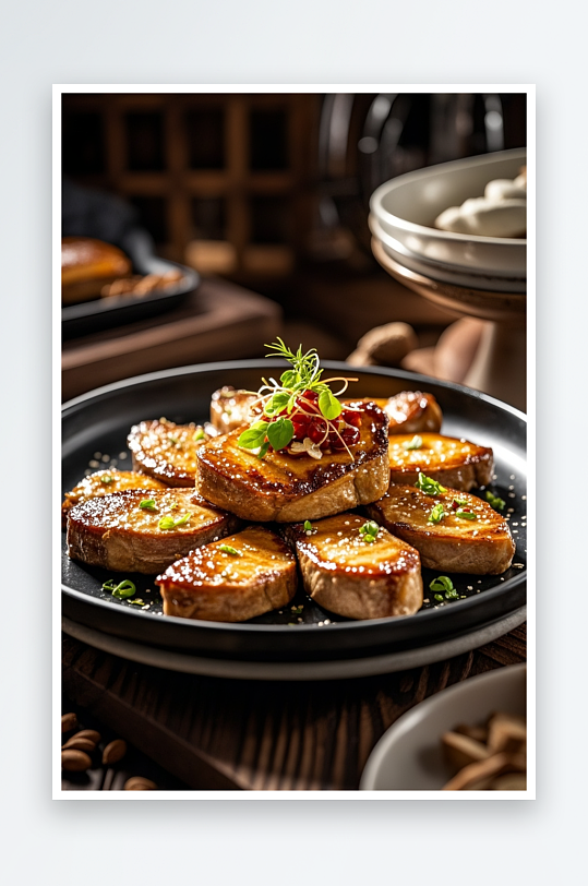 西餐鹅肝美食摄影图