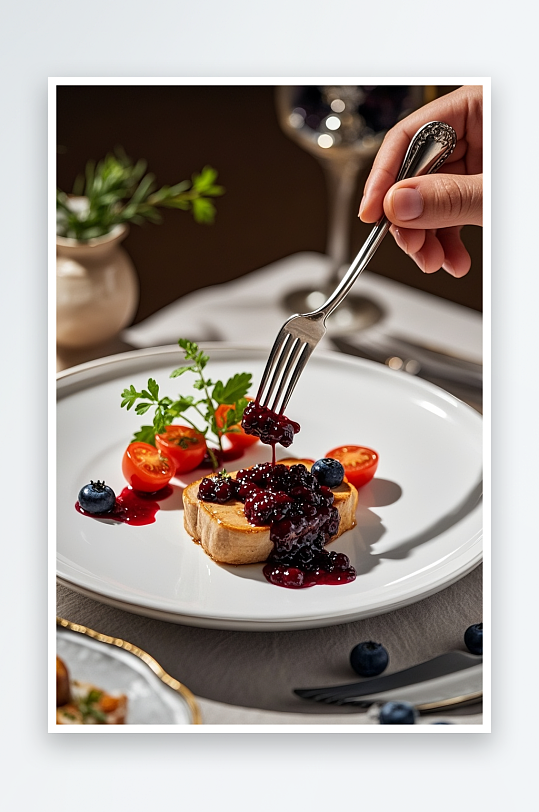 西餐鹅肝美食摄影图