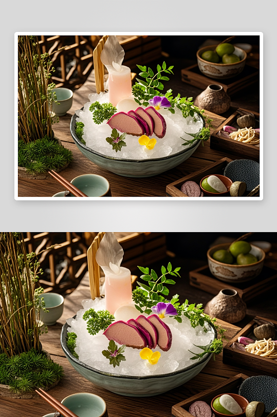 西餐鹅肝美食摄影图