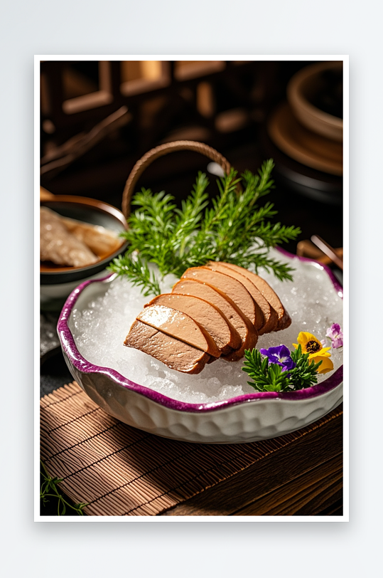 西餐鹅肝美食摄影图