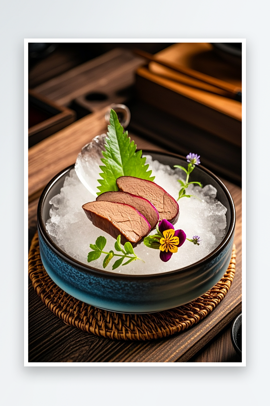 西餐鹅肝美食摄影图