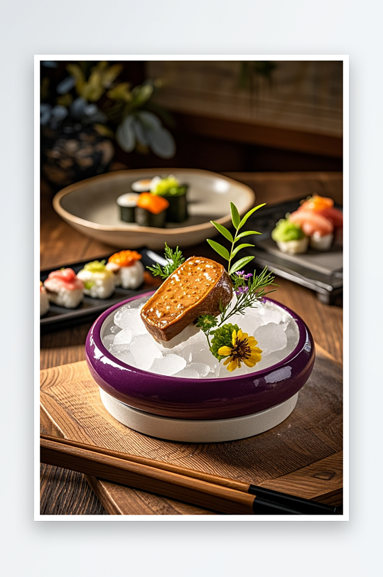 西餐鹅肝美食摄影图