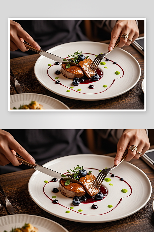 西餐鹅肝美食摄影图