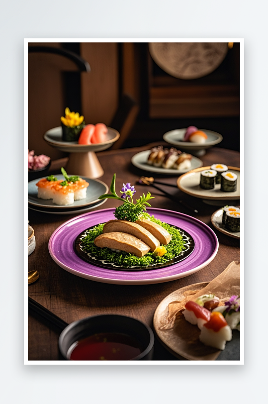 西餐鹅肝美食摄影图