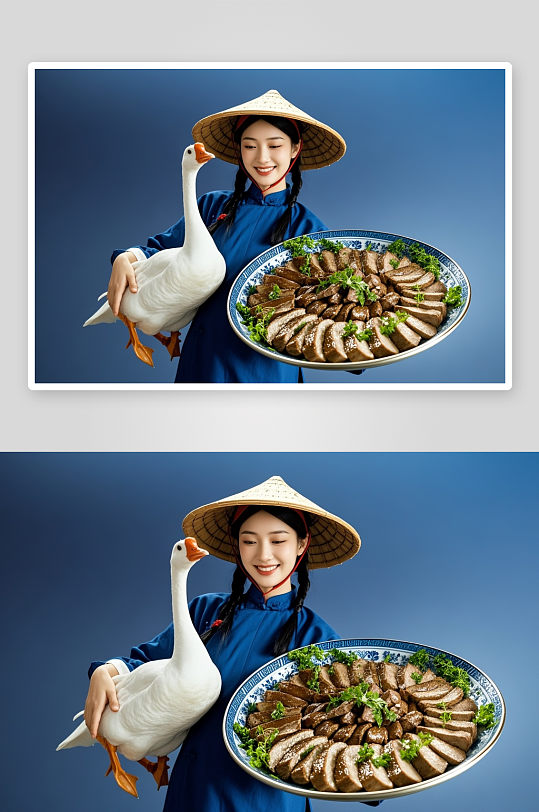 西餐鵝肝美食人物攝影圖