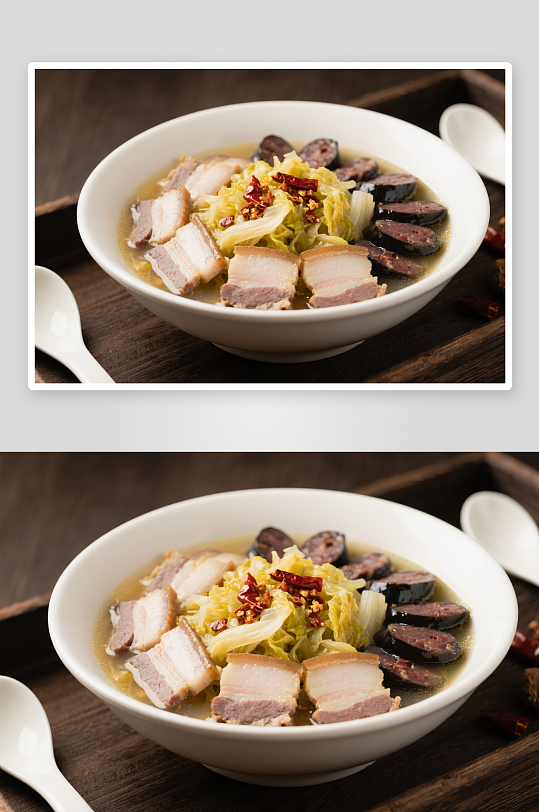 东北菜酸菜肉肠猪肉美食菜品摄影图