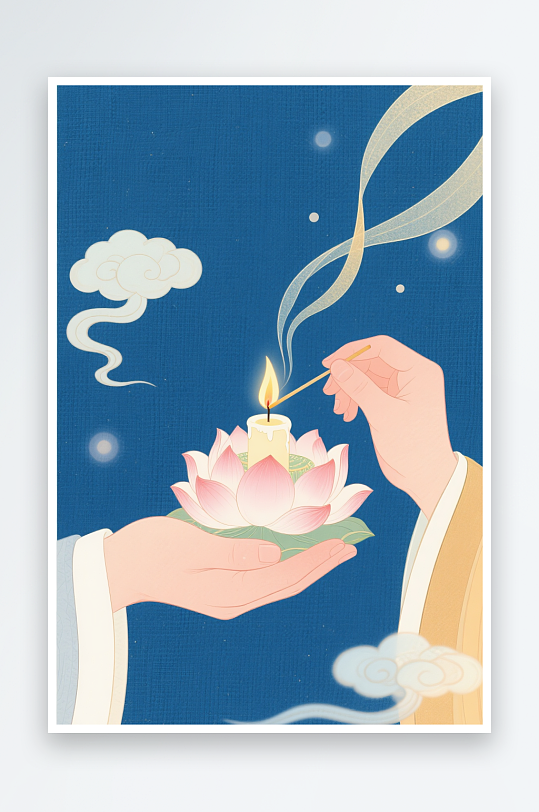 七月半中元节鬼节祭祖缅怀插画-众图网