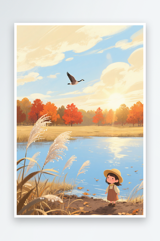 白露二十四节气人物插画-众图网