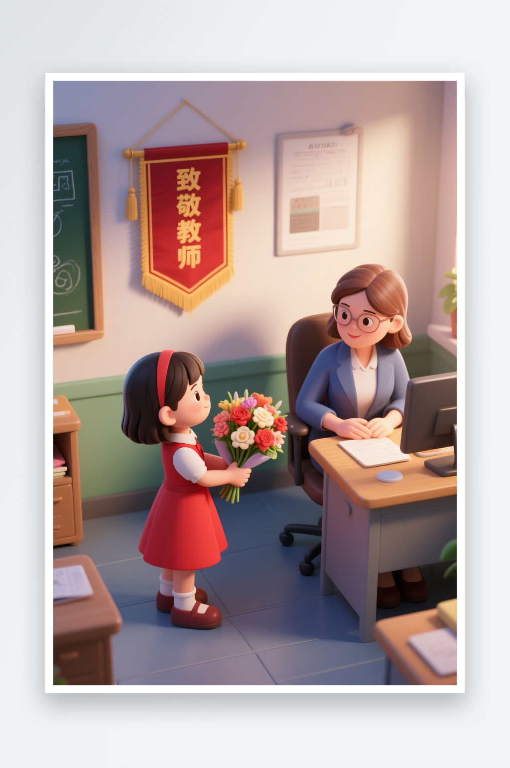 教師節(jié)老師人物立體模型插畫素材