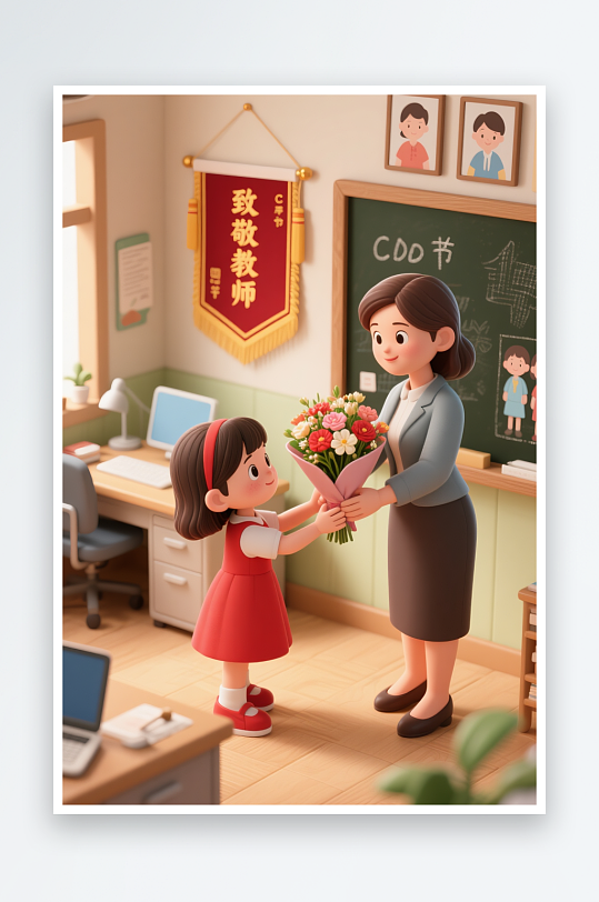 教師節(jié)老師人物立體模型插畫