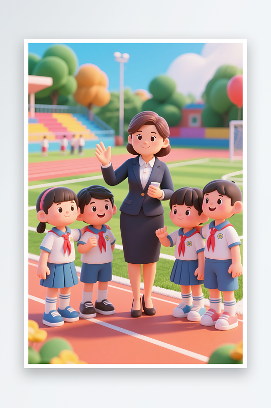 教师节老师人物立体模型插画-众图网