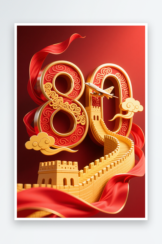 93大阅兵抗战胜利80周年立体字艺术字模型