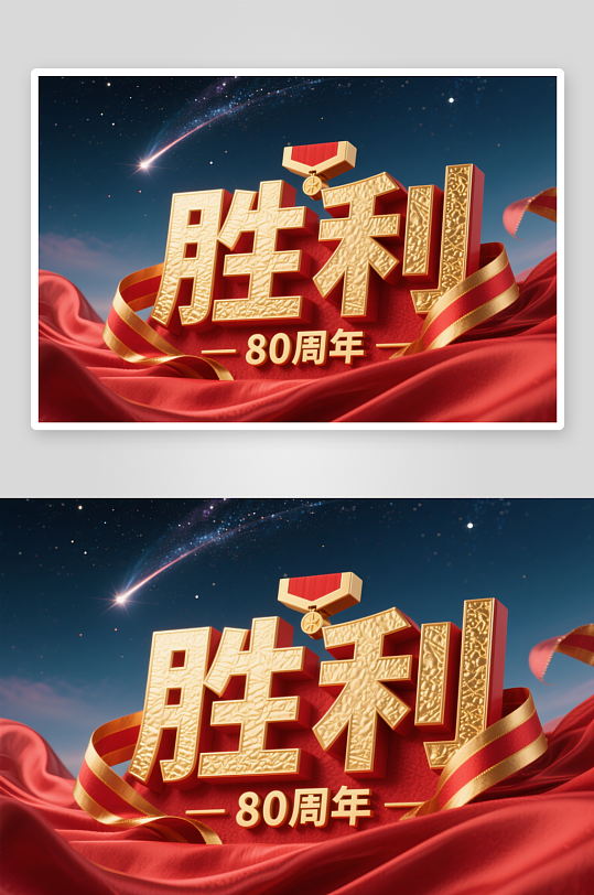 抗战胜利80周年立体字艺术字模型