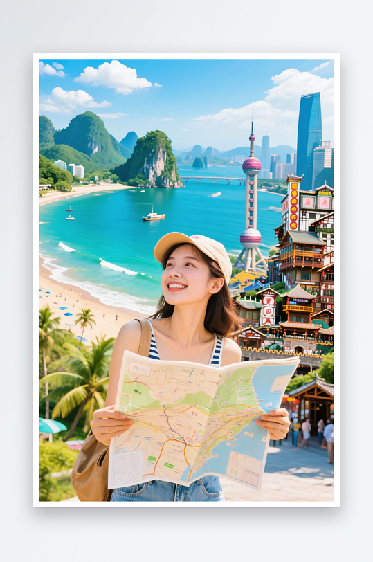 十一国庆节著名景点旅游人物摄影图