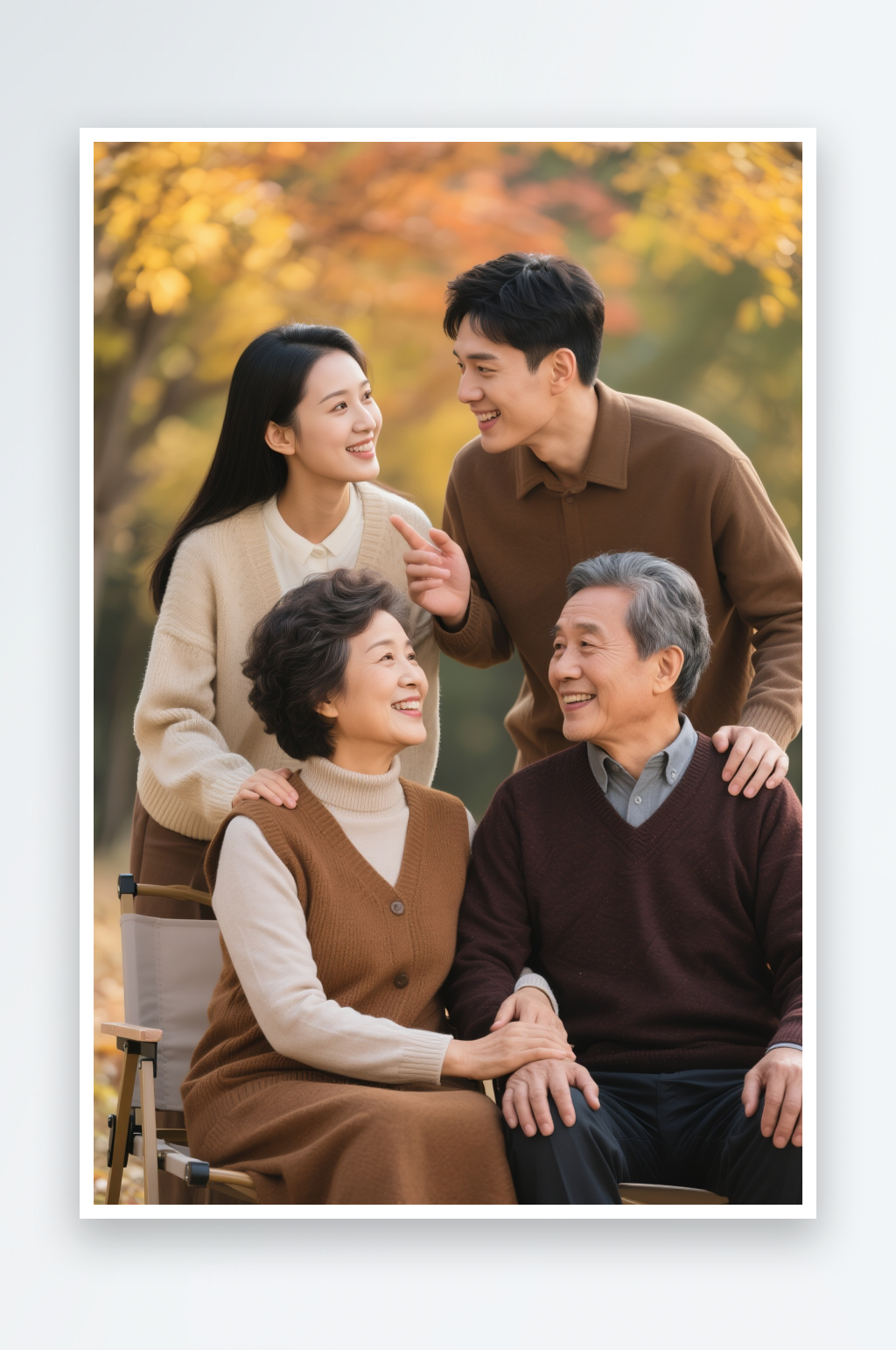 重阳节老年人老人人物家庭大合照摄影图素材