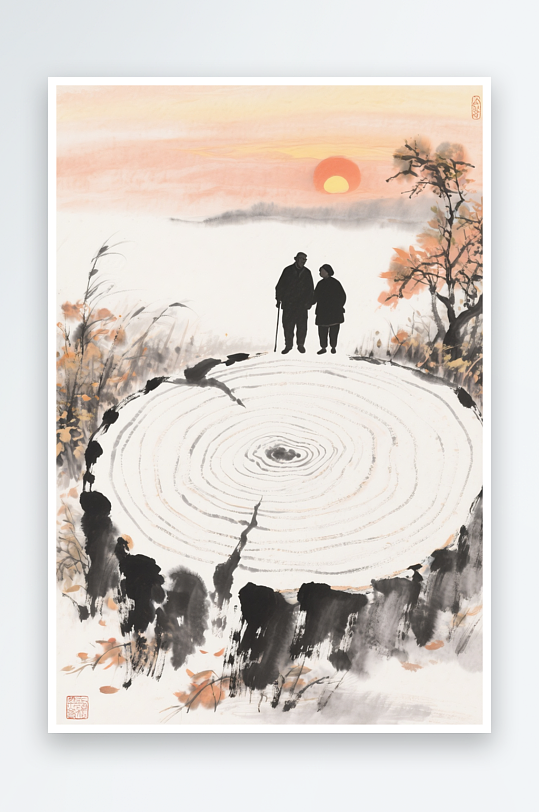 重阳节老年人老人插画背景图-众图网