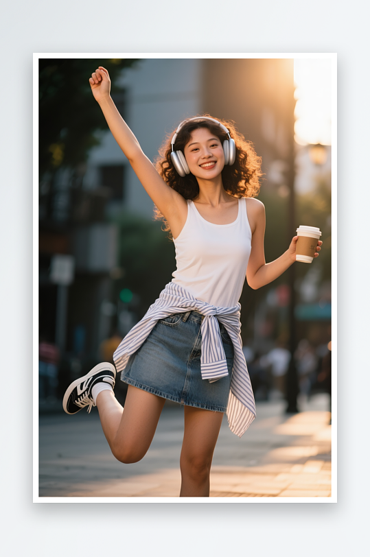 青春潮流青年穿搭街拍女孩美女人物摄影图-众图网