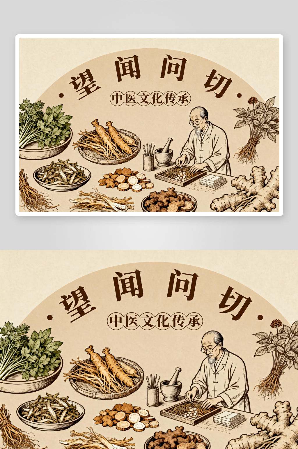 望闻问切中医中药文化插画元素素材下载-众图网