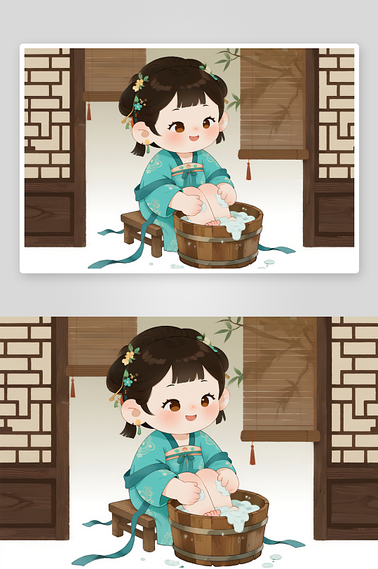 中医养生文化卡通人物插画-众图网