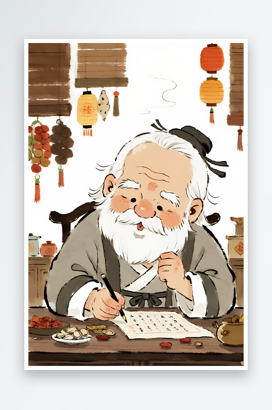中医养生文化卡通老中医人物插画-众图网