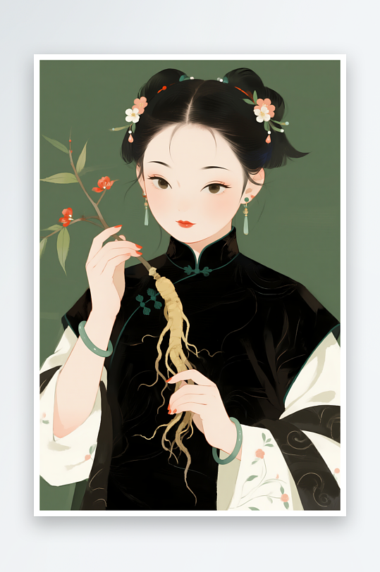 闻药材中医养生文化卡通人物插画-众图网