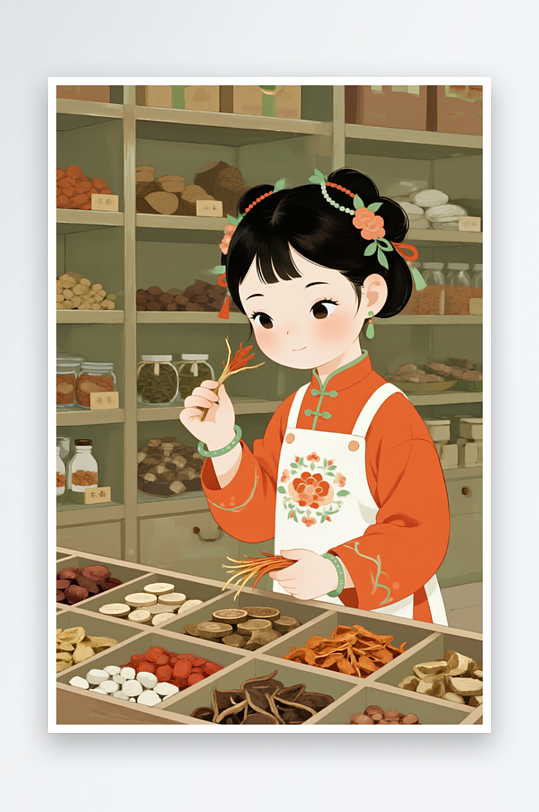 闻药材中医养生文化卡通人物插画-众图网