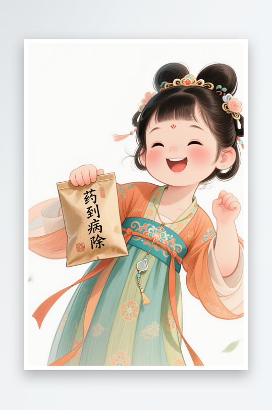 拿中药包中医养生文化卡通人物插画-众图网