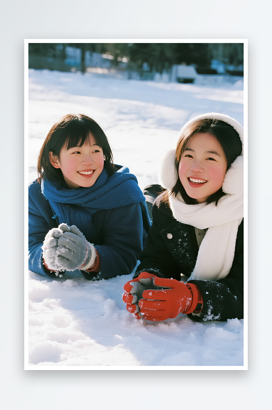 趴雪地冬季旅游旅行雪景人物摄影图-众图网