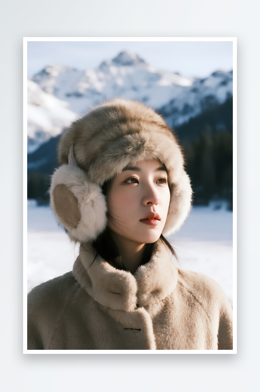 冬季旅游旅行雪景美女人物摄影图素材