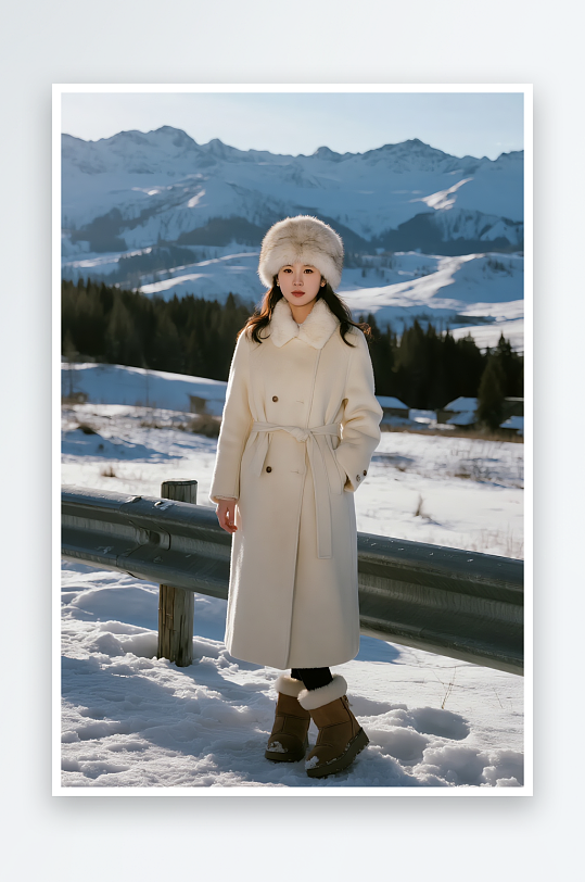 冬季旅游旅行雪景美女人物摄影图