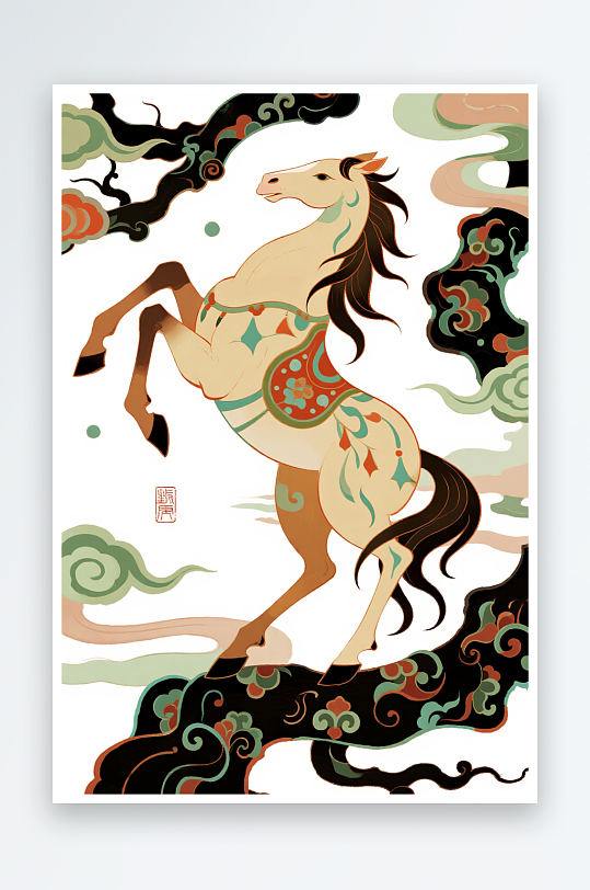 马年2026年中式国风插画-众图网