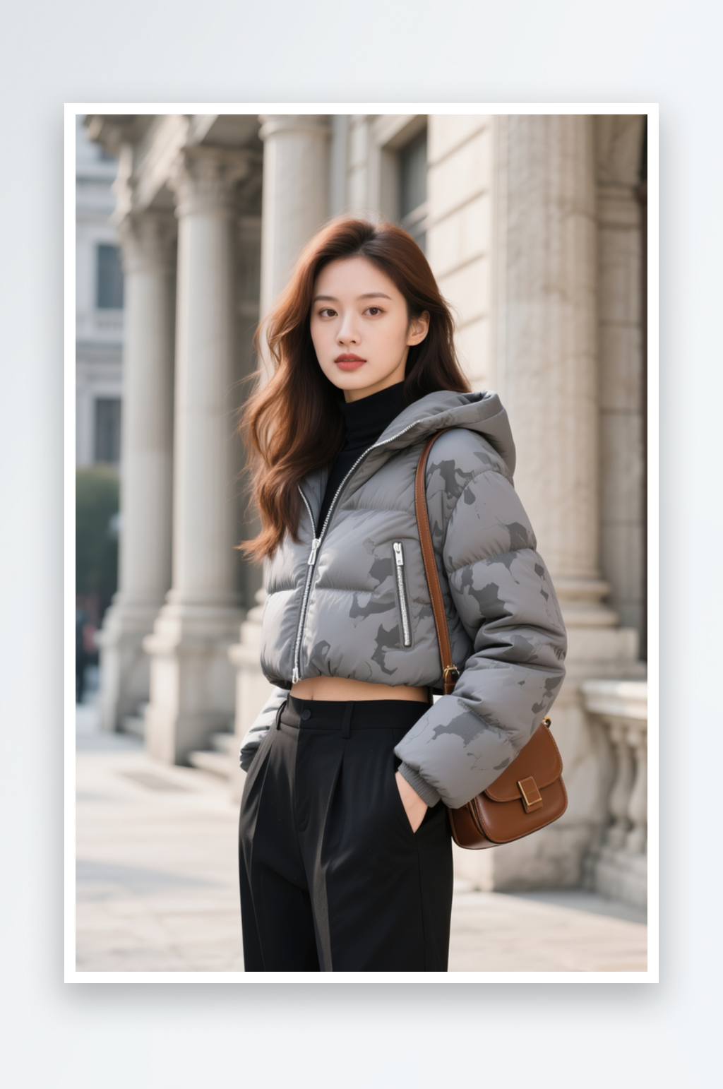 时尚女生冬季服饰羽绒服棉衣人物摄影图素材