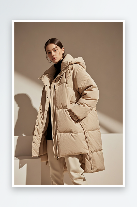 美女冬季服饰羽绒服棉衣人物摄影图-众图网